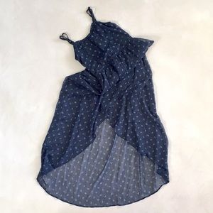 Navy Floral High Low Girls Dress